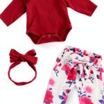 BABESIDE Floral Baby Doll Clothes Set with Red Headband for 17-22"-0