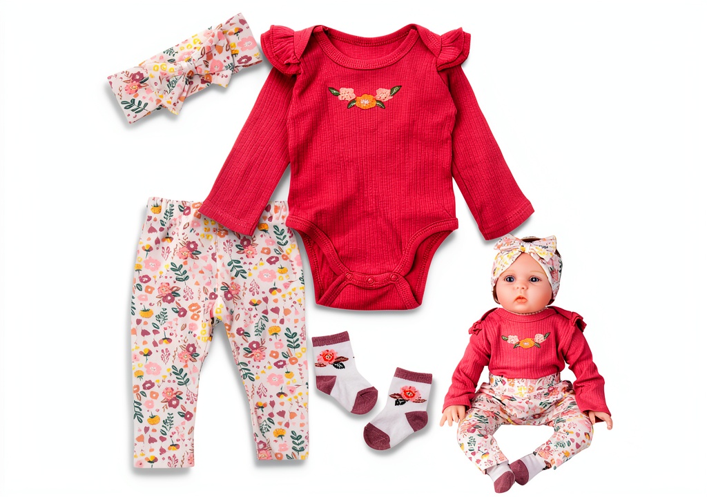 Installing Pedolltree Reborn Doll Outfit Soft Cotton Dress on a wooden desk