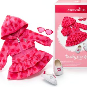 American Girl Pink Heart Dress with Hooded Velour Outfit JLF95-0