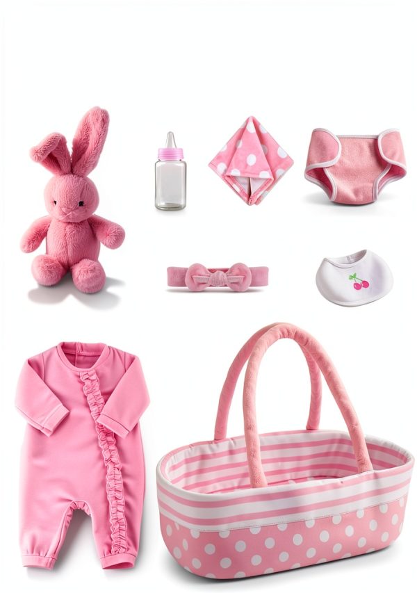 Babeside 8-Piece Baby Doll Set with Bassinet for 17-22 Inch Dolls-1