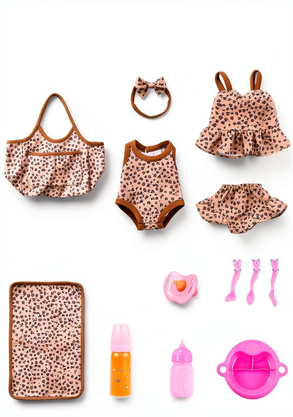 BABESIDE Baby Doll Accessory Set with Feeding Kit, Two Outfits & Tote-4