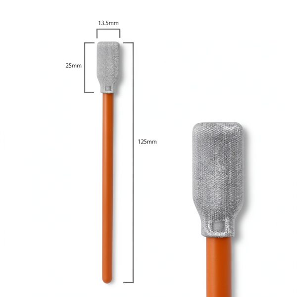 AAwipes 4.92" Lint Free Swabs (100 pcs, Large Flat Sqaure Head 13.5 mm/0.53", Orange, Polyester) Cleanroom Polyester Swabs Multi-Purpose Swab Sticks Microfiber Cleaning Swabs (A5125A)-1